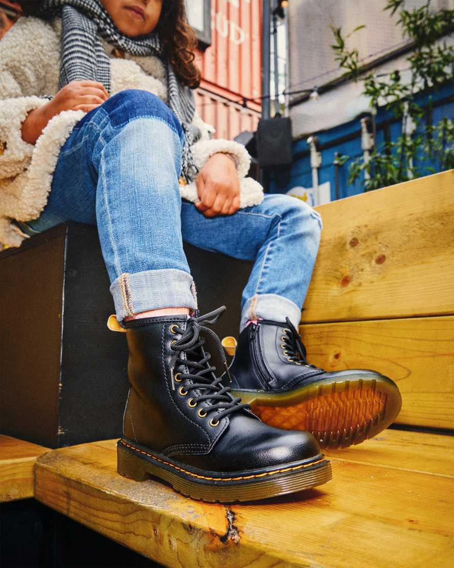 Dr Martens Vegan Junior 1460 Schnürstiefel Kinder Schwarz | 729504-DBJ