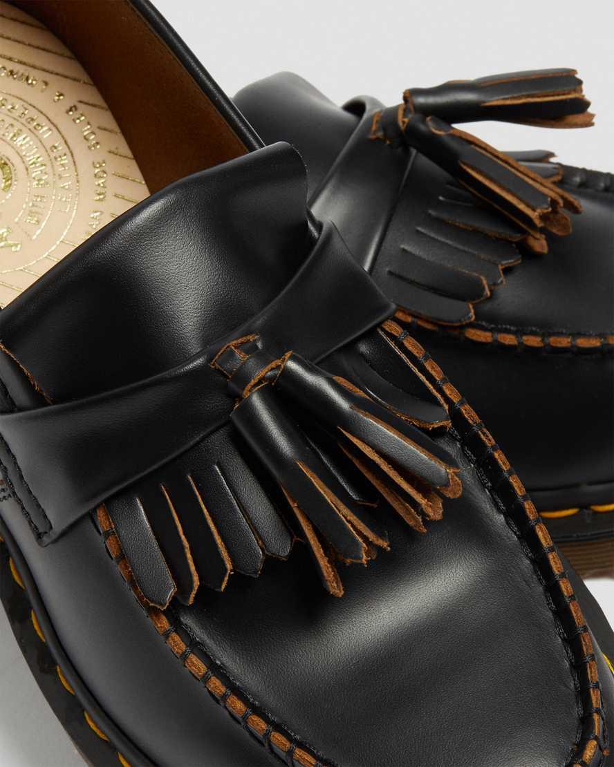 Dr Martens Vintage Made in England Adrian Tassel Loafers Herren Schwarz | 987265-ODB