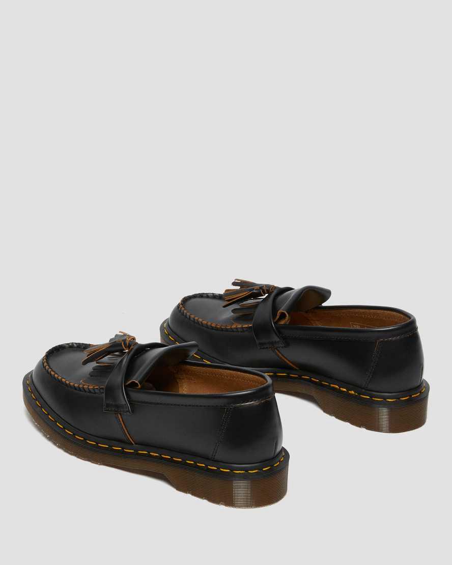 Dr Martens Vintage Made in England Adrian Tassel Loafers Herren Schwarz | 987265-ODB