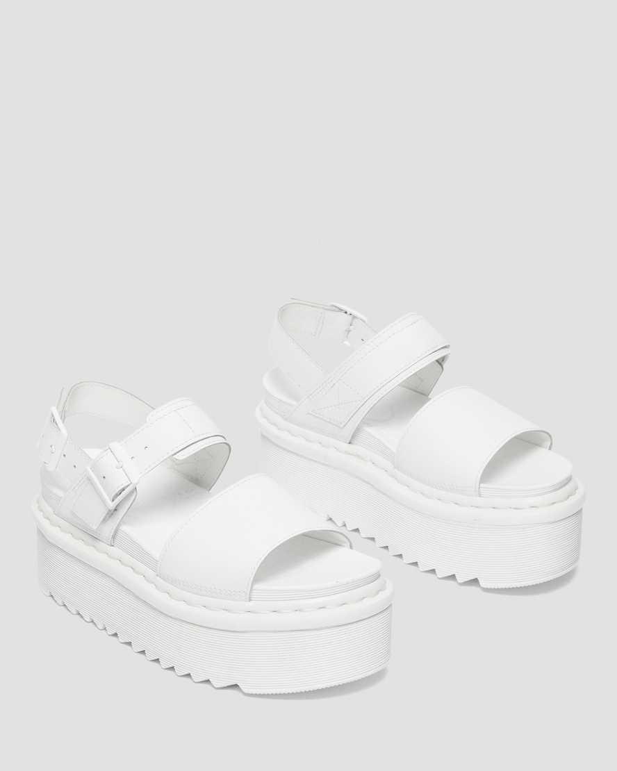 Dr Martens Voss Mono Leather Platform Strap Gladiator-sandalen Damen Weiß | 458791-MCT