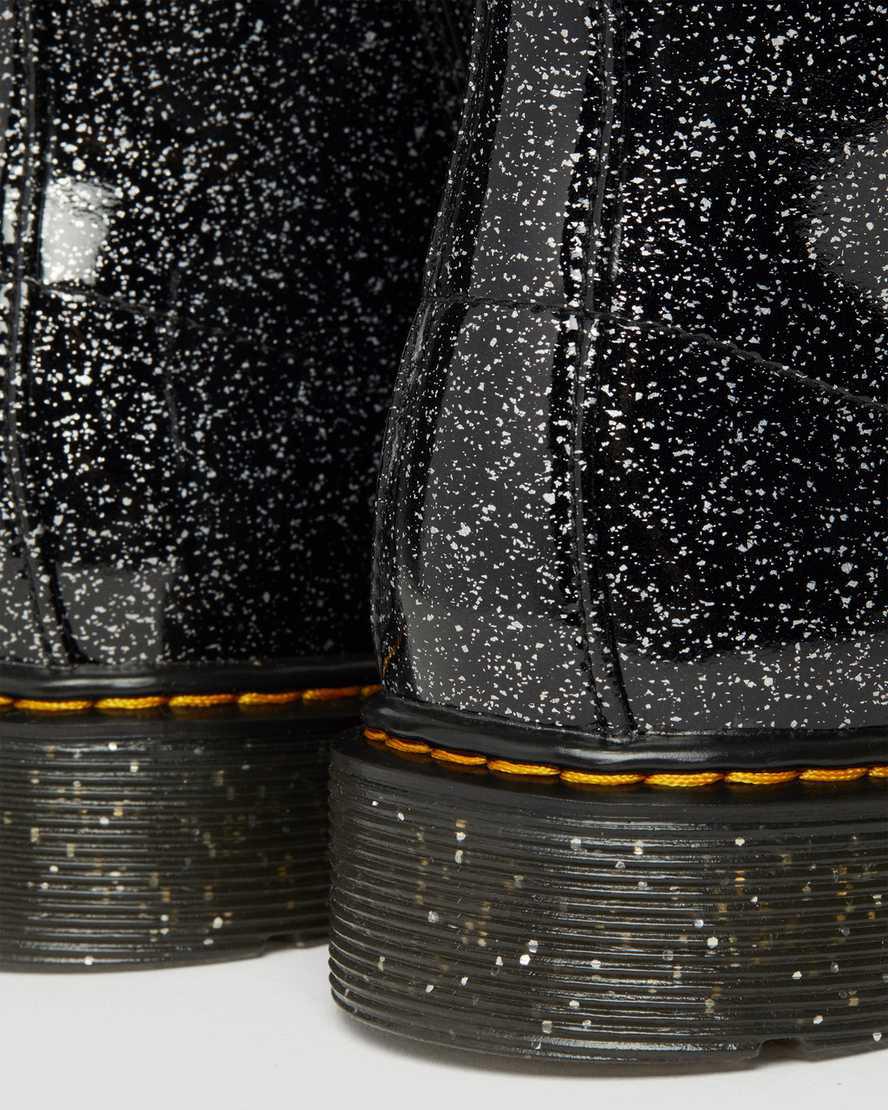 Dr Martens Youth 1460 Glitter Schnürstiefel Kinder Schwarz | 950634-YFZ