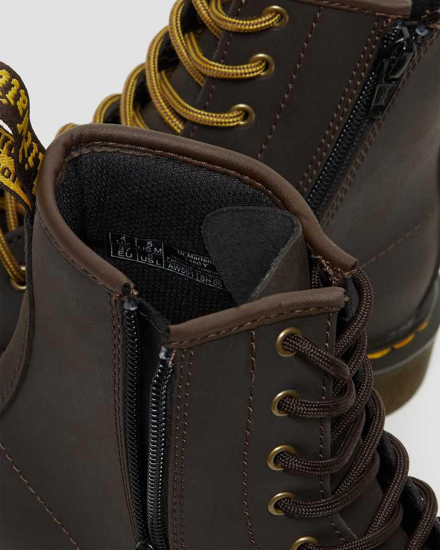 Dr Martens Youth 1460 Wildhorse Leather Schnürstiefel Kinder Dunkelbraun | 830142-HBQ