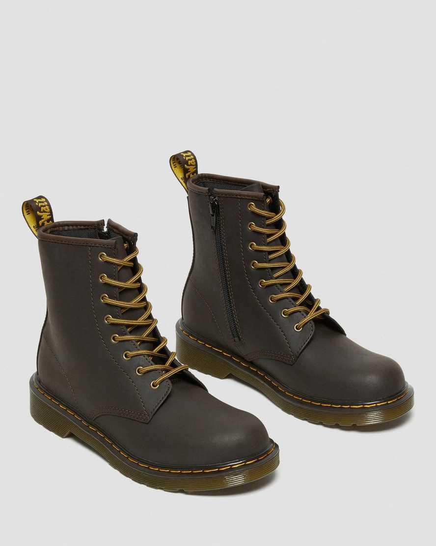 Dr Martens Youth 1460 Wildhorse Leather Schnürstiefel Kinder Dunkelbraun | 830142-HBQ