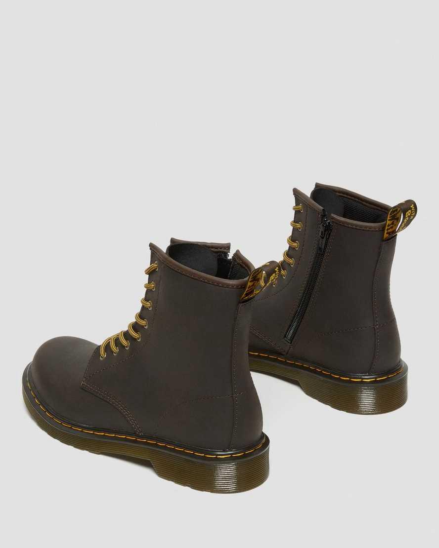 Dr Martens Youth 1460 Wildhorse Leather Schnürstiefel Kinder Dunkelbraun | 830142-HBQ