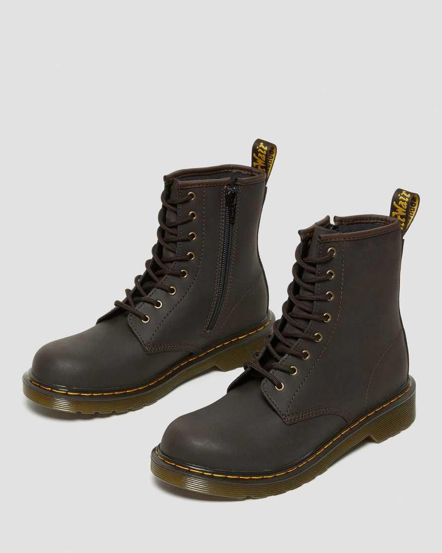 Dr Martens Youth 1460 Wildhorse Leather Schnürstiefel Kinder Dunkelbraun | 830142-HBQ