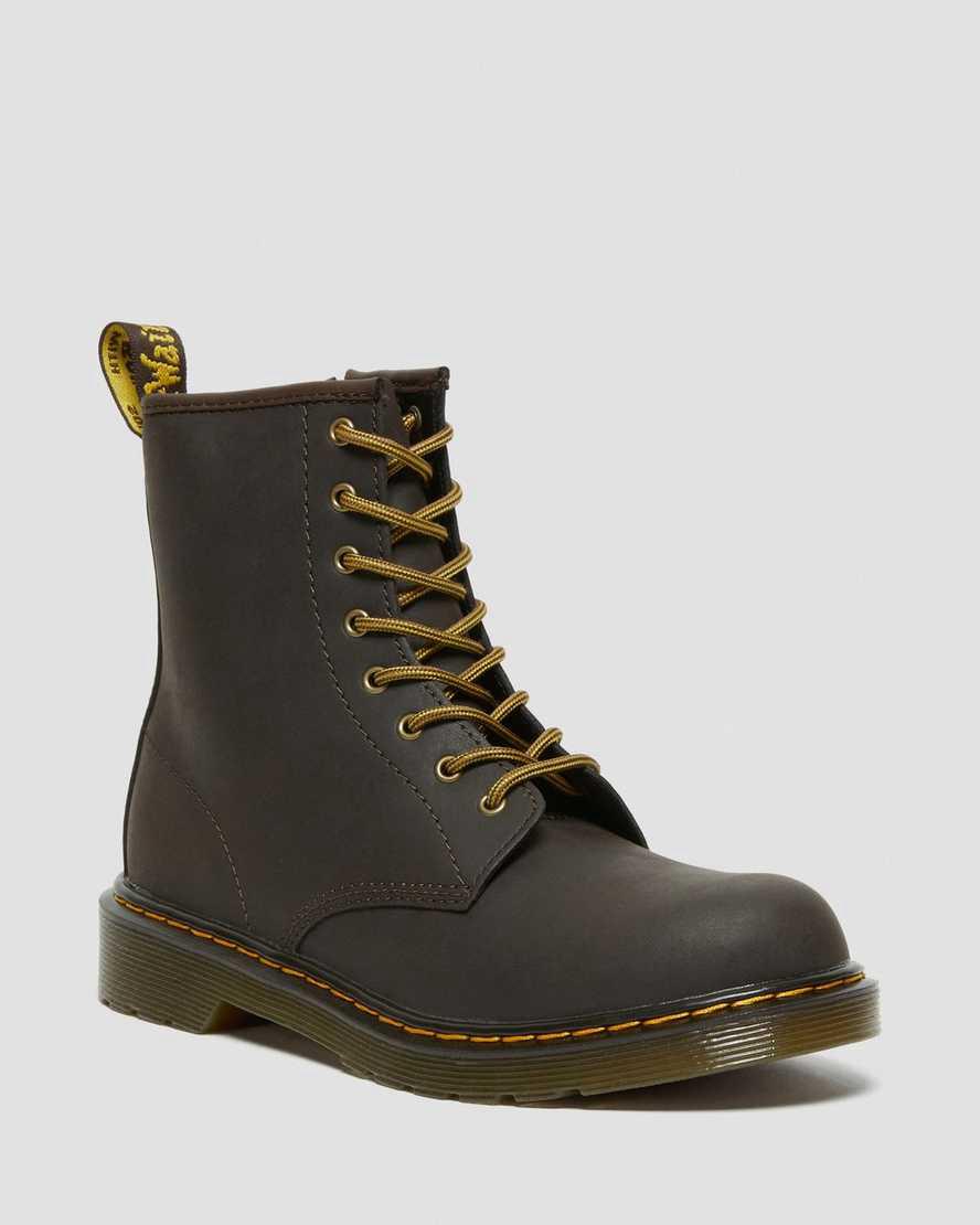 Dr Martens Youth 1460 Wildhorse Leather Schnürstiefel Kinder Dunkelbraun | 830142-HBQ