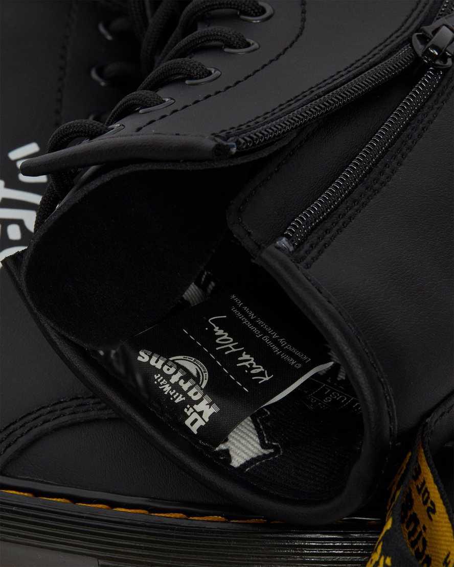 Dr Martens Youth Keith Haring 1460 Leather Schnürstiefel Kinder Black/White | 340786-RAE