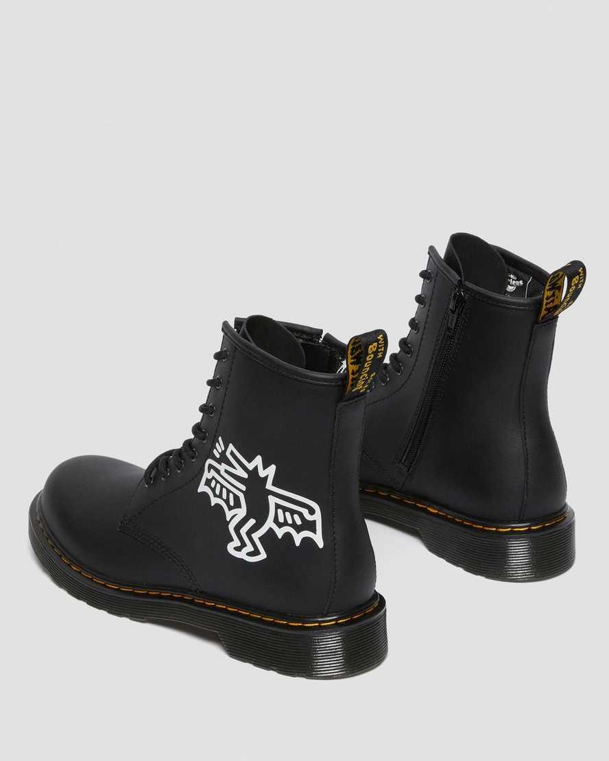 Dr Martens Youth Keith Haring 1460 Leather Schnürstiefel Kinder Black/White | 340786-RAE