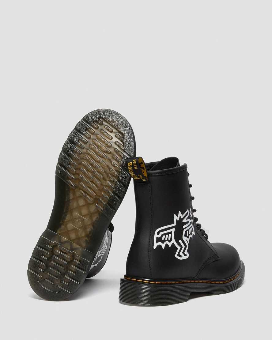 Dr Martens Youth Keith Haring 1460 Leather Schnürstiefel Kinder Black/White | 340786-RAE