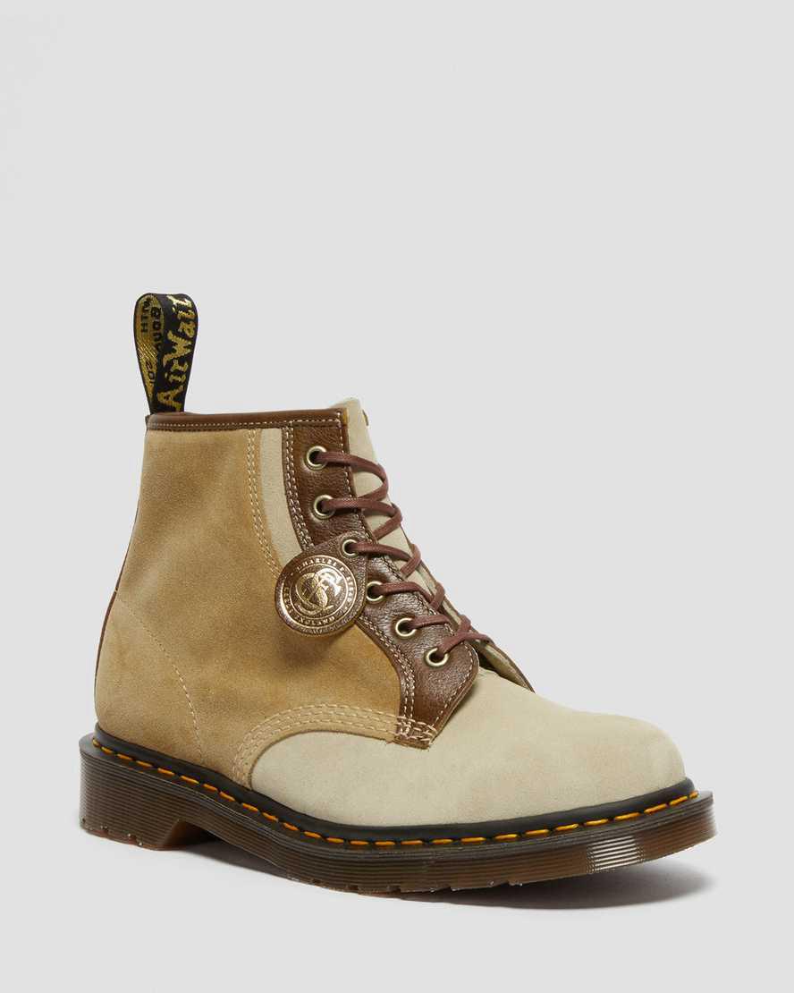 Dr Martens 101 Made in England Suede Stiefeletten Herren Khaki | 372046-NXG