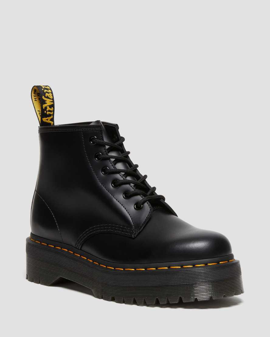 Dr Martens 101 Smooth Leather Ankle Plateau Stiefel Damen Schwarz | 056794-KUP