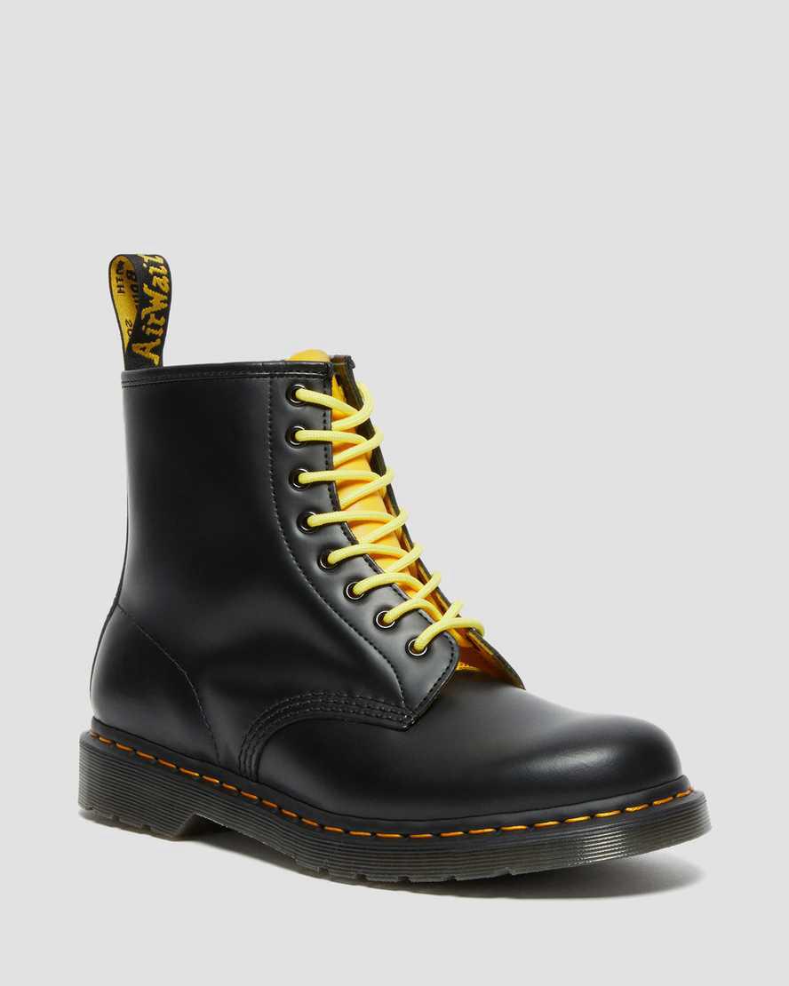 Dr Martens 1460 Contrast Smooth Leather Schnürstiefel Herren Schwarz | 129807-NWQ
