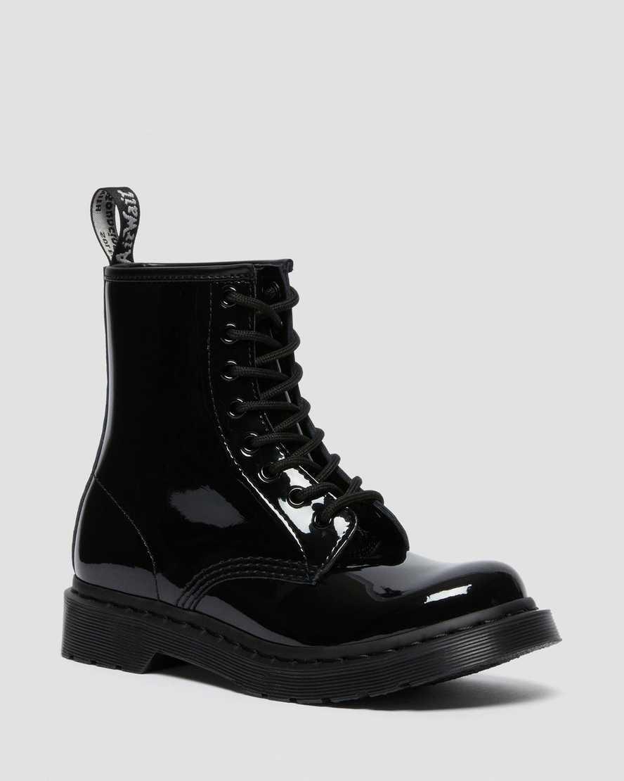 Dr Martens 1460 Mono Patent Leather Lace Up Stiefeletten Damen Schwarz | 162378-HGO