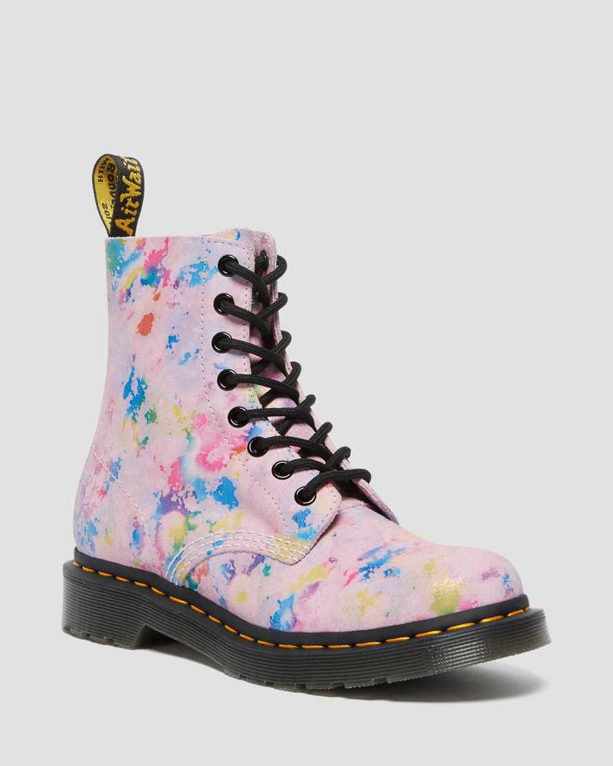 Dr Martens 1460 Pascal Confetti Suede Lace Up Stiefeletten Damen Rosa | 263518-YXN