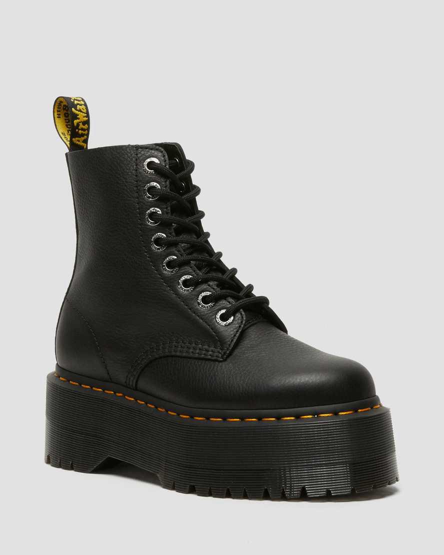 Dr Martens 1460 Pascal Max Leather Platform Stiefeletten Damen Schwarz | 674582-PJD