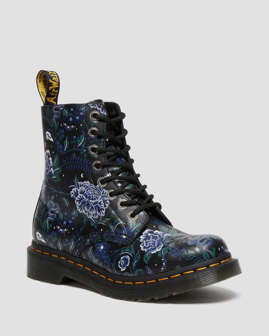 Dr Martens 1460 Pascal Mystic Floral Lace Up Stiefeletten Damen Schwarz | 895701-EMJ