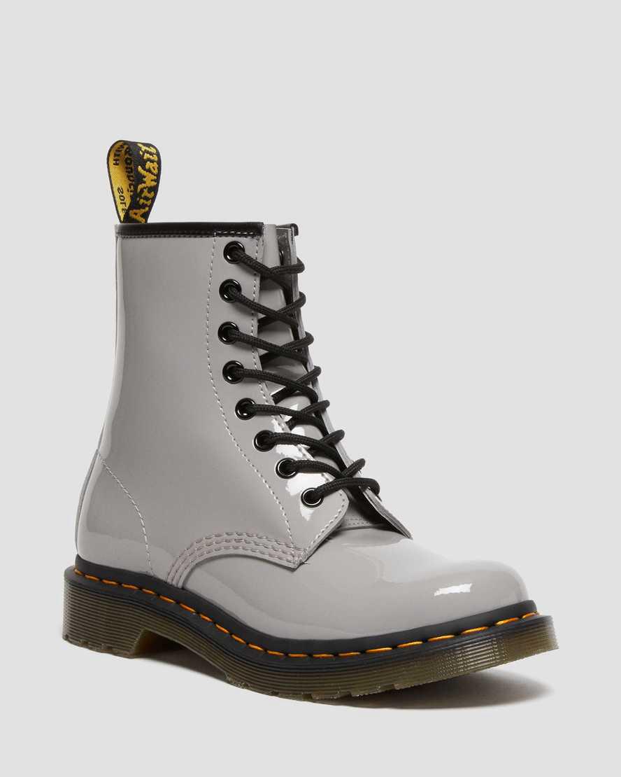 Dr Martens 1460 Patent Leather Lace Up Stiefeletten Damen Grau | 357401-KWE