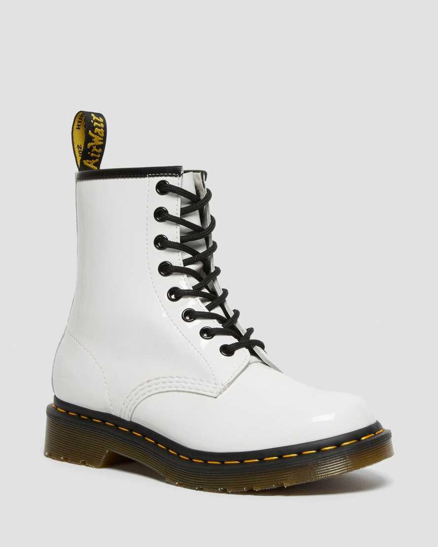 Dr Martens 1460 Patent Leather Lace Up Stiefeletten Damen Weiß | 849576-LCE