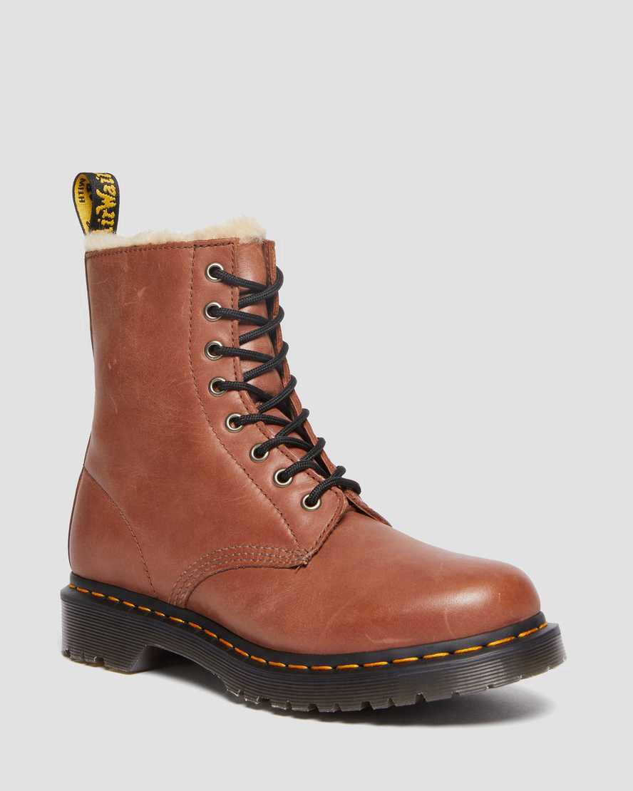 Dr Martens 1460 Serena Faux Fur-Lined Leather Stiefeletten Damen Braun | 674982-UYP