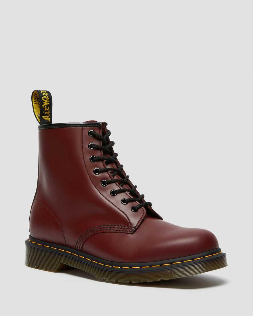 Dr Martens 1460 Smooth Leather Lace Up Stiefeletten Herren Rot | 406713-SAY