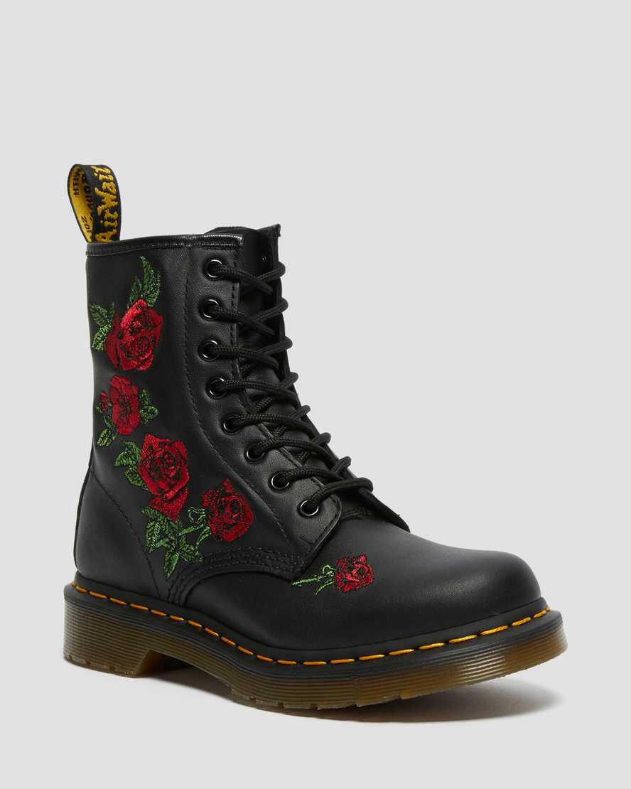 Dr Martens 1460 Vonda Floral Leather Lace Up Stiefeletten Damen Schwarz | 803647-PLF