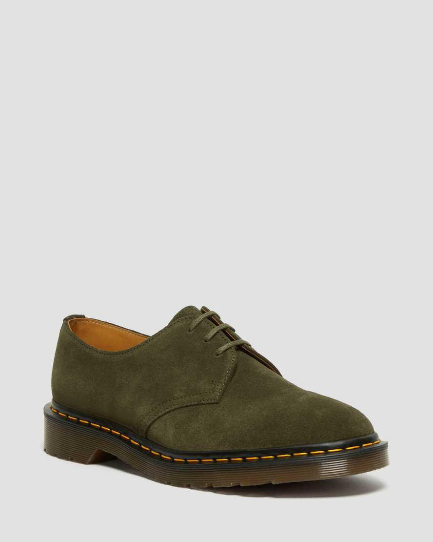 Dr Martens 1461 Made in England Buck Suede Oxfords Schuhe Herren Grün | 895032-GVR