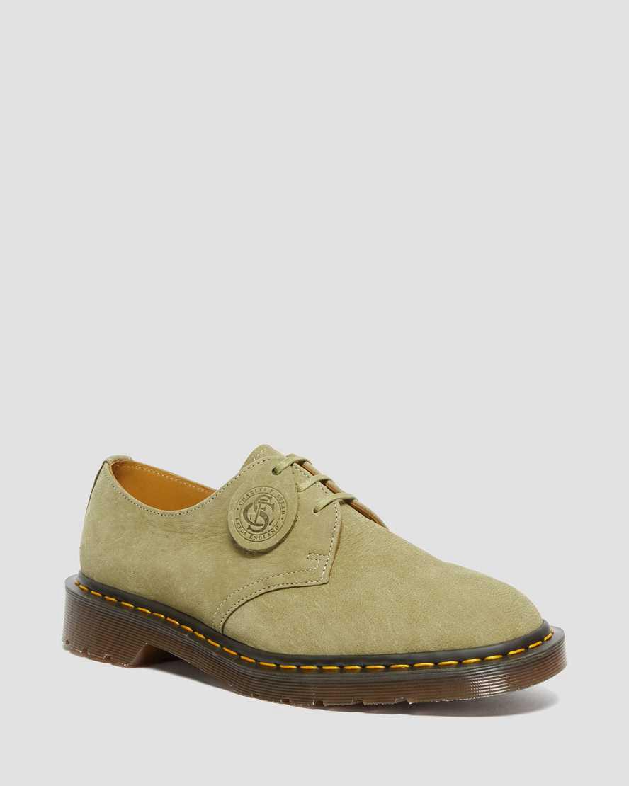 Dr Martens 1461 Made in England Nubuck Leather Oxfords Schuhe Herren Grün | 174362-THU