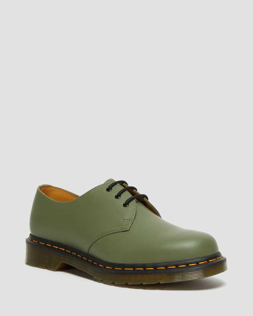 Dr Martens 1461 Smooth Leather Oxfords Schuhe Damen Khaki Grün | 873519-MVO