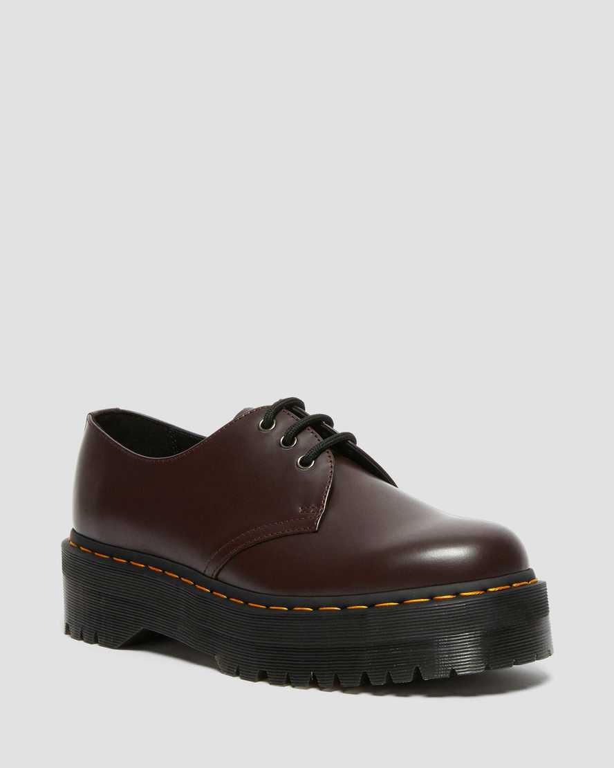 Dr Martens 1461 Smooth Leather Plateauschuhe Damen Bordeaux | 365097-RBQ