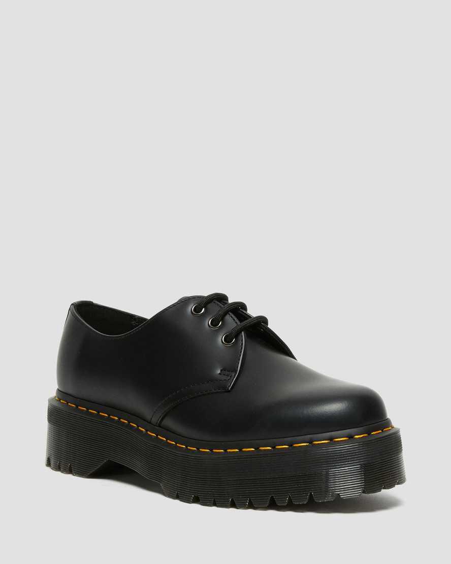 Dr Martens 1461 Smooth Leather Platform Oxfords Schuhe Damen Schwarz | 741623-JLE
