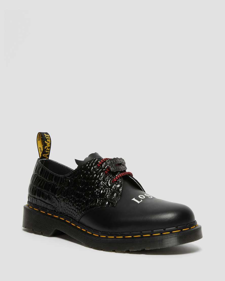 Dr Martens 1461 WB Lost Boys Leather Oxfords Schuhe Damen Black/New Vibrance Croco | 903215-KOB