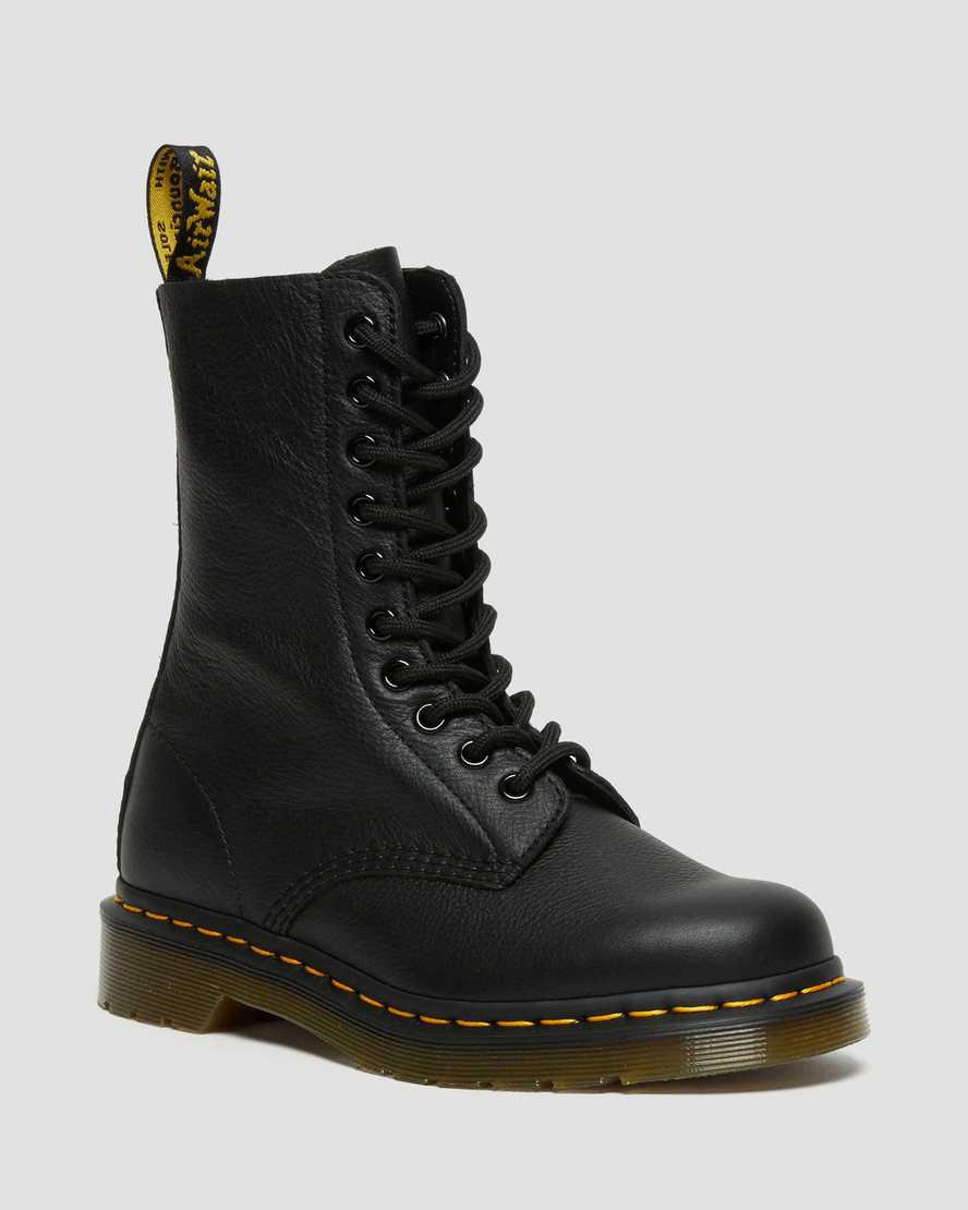 Dr Martens 1490 Virginia Leather Mid Calf Originals Boots Damen Schwarz | 308915-XON