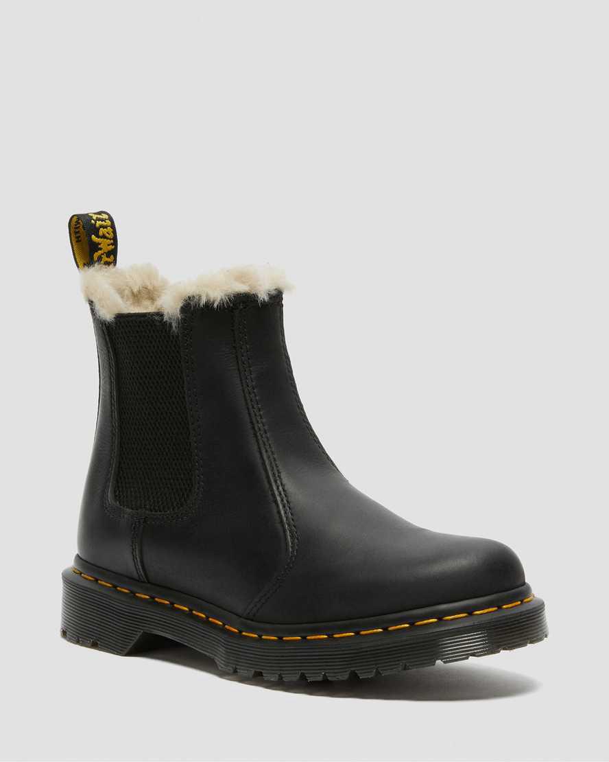 Dr Martens 2976 Faux Fur Lined Chelsea Winterstiefel Damen Schwarz | 531084-AHG
