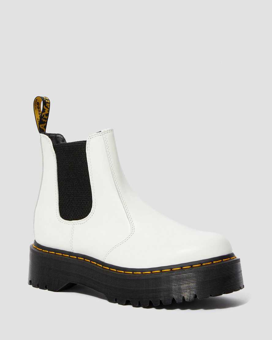 Dr Martens 2976 Smooth Leather Platform Chelsea Stiefeletten Herren Weiß | 164875-GTJ