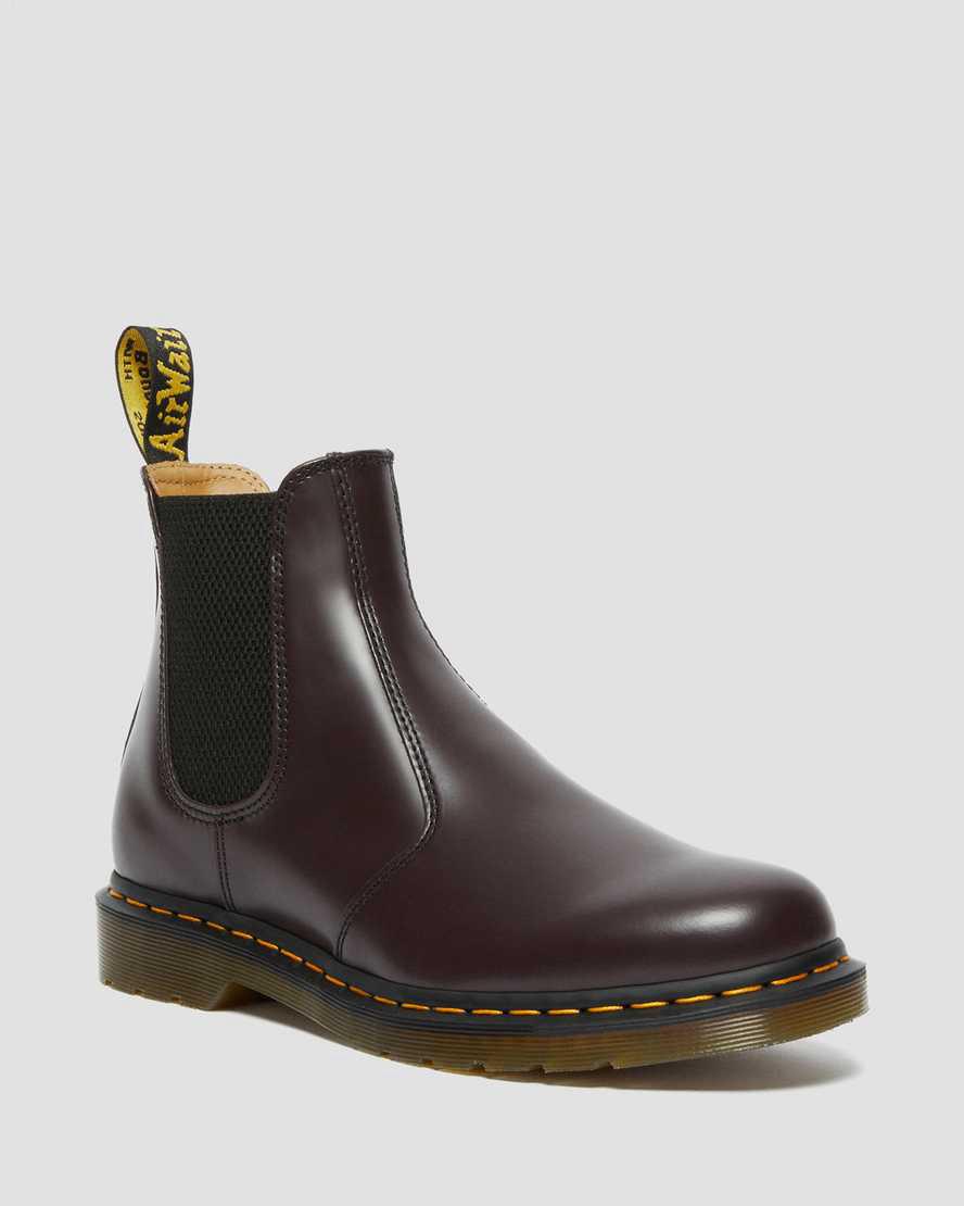Dr Martens 2976 Yellow Stitch Smooth Leather Chelsea Originals Boots Damen Bordeaux | 079158-CXU