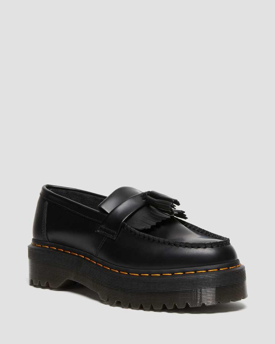 Dr Martens Adrian Leather Tassel Loafers Plateauschuhe Damen Schwarz | 804361-VPF