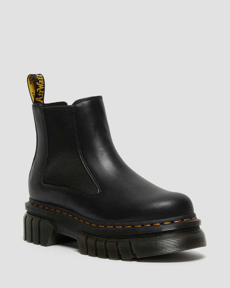 Dr Martens Audrick Nappa Leather Chelsea Plateau Stiefel Damen Schwarz | 406921-NVO