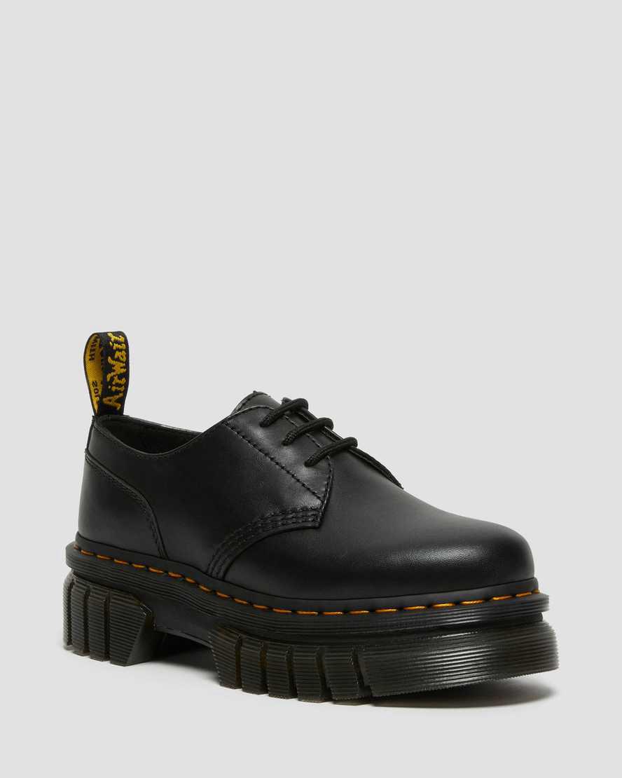Dr Martens Audrick Nappa Leather Platform Oxfords Schuhe Damen Schwarz | 429580-AJG