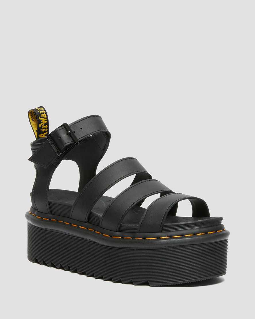 Dr Martens Blaire Hydro Leather Platform Strap Gladiator-sandalen Damen Schwarz | 514906-SAK