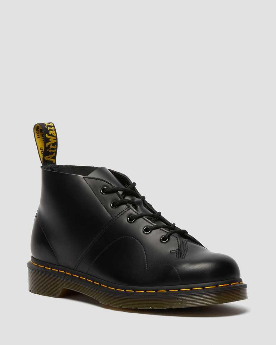 Dr Martens Church Smooth Leather Monkey Stiefeletten Herren Schwarz | 078235-GSM