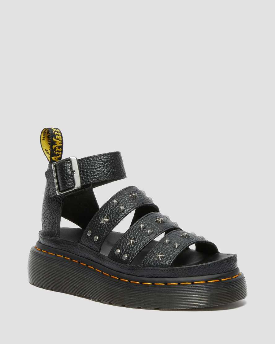 Dr Martens Clarissa Milled Nappa Strap Plateau Sandalen Damen Schwarz | 385491-RPN