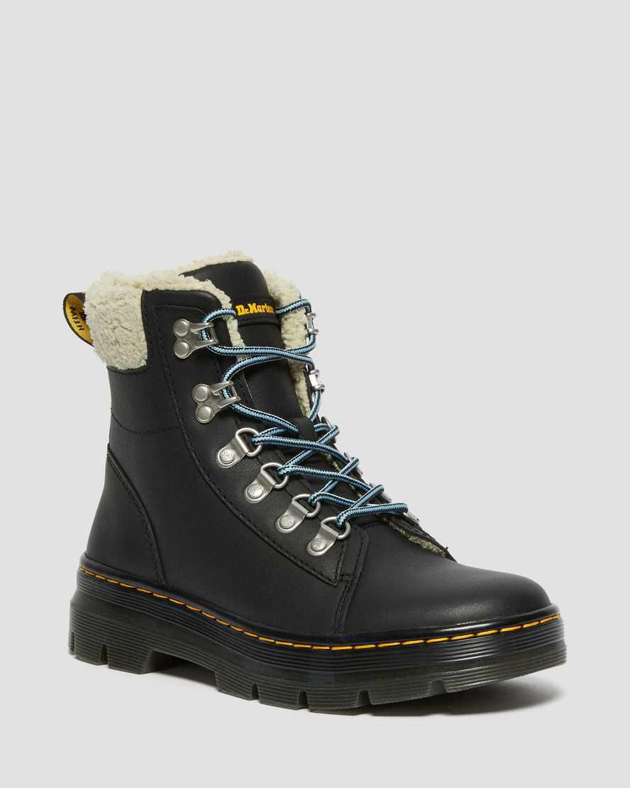 Dr Martens Combs Faux Fur-Lined Freizeitstiefel Damen Schwarz | 673501-UTP