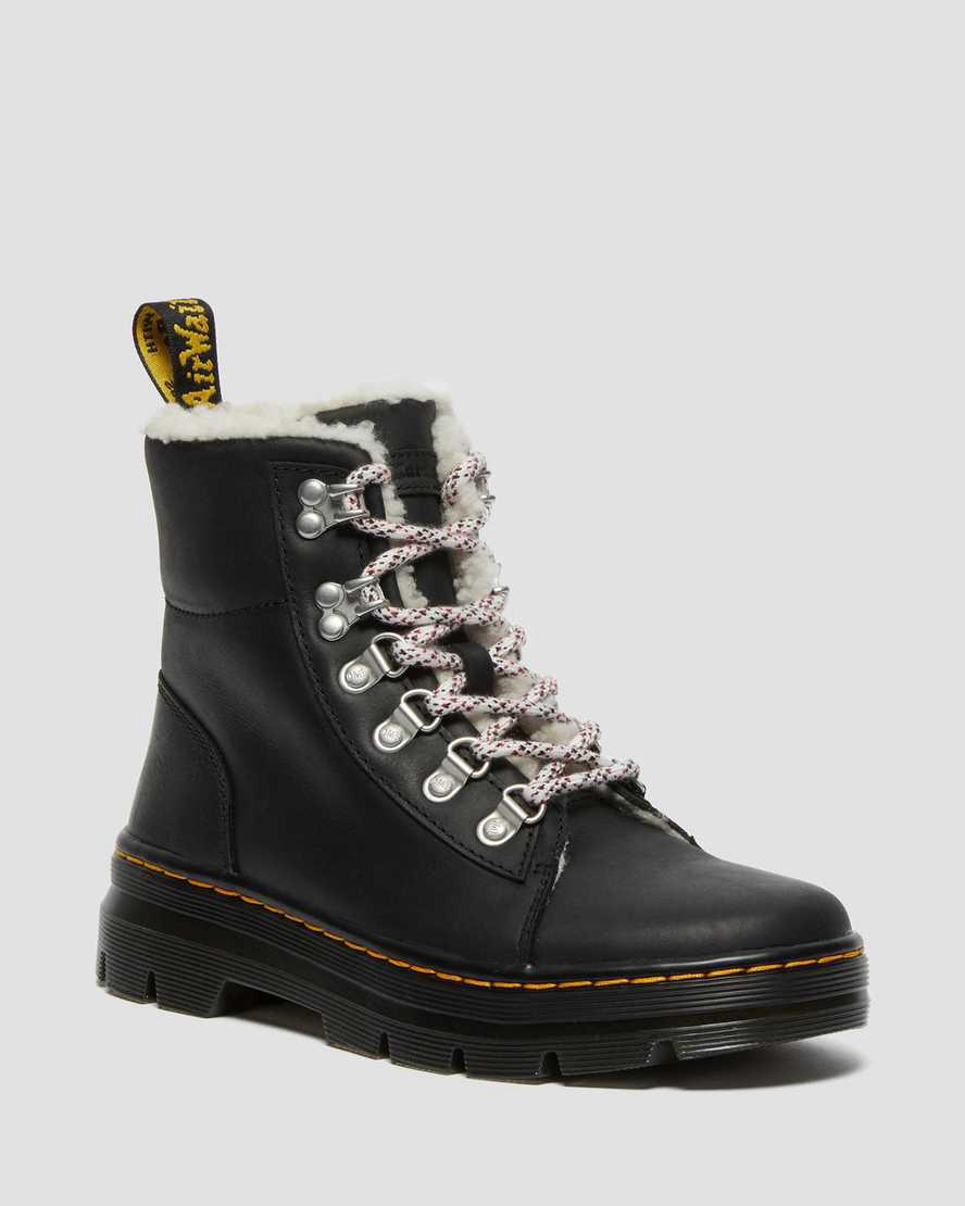 Dr Martens Combs Faux Shearling Lined Freizeitstiefel Damen Schwarz | 192745-KLR