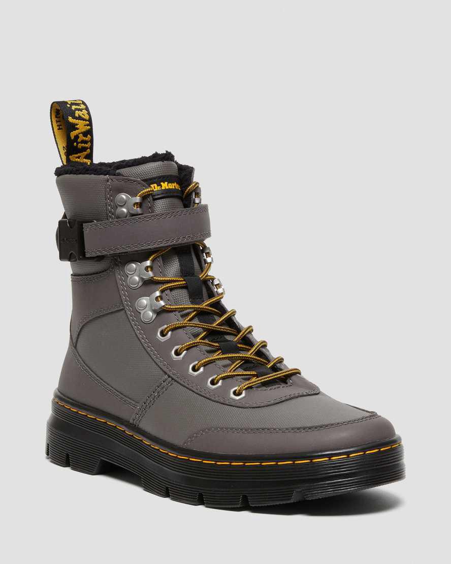 Dr Martens Combs Tech Faux Fur-Lined Freizeitstiefel Herren Grau | 340859-RHQ