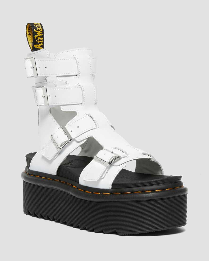 Dr Martens Giavanna Leather Gladiator Plateau Sandalen Damen Weiß | 807619-KAV