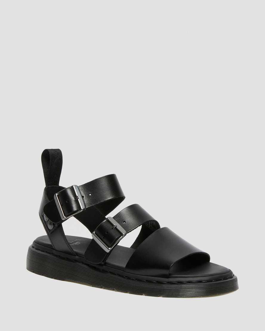 Dr Martens Gryphon Brando Leather Gladiator Sandalen Herren Schwarz | 190738-WXD