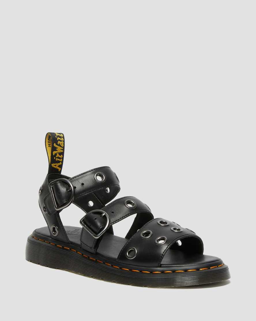 Dr Martens Gryphon Hardware Brando Leather Gladiator-sandalen Damen Schwarz | 791420-JFT