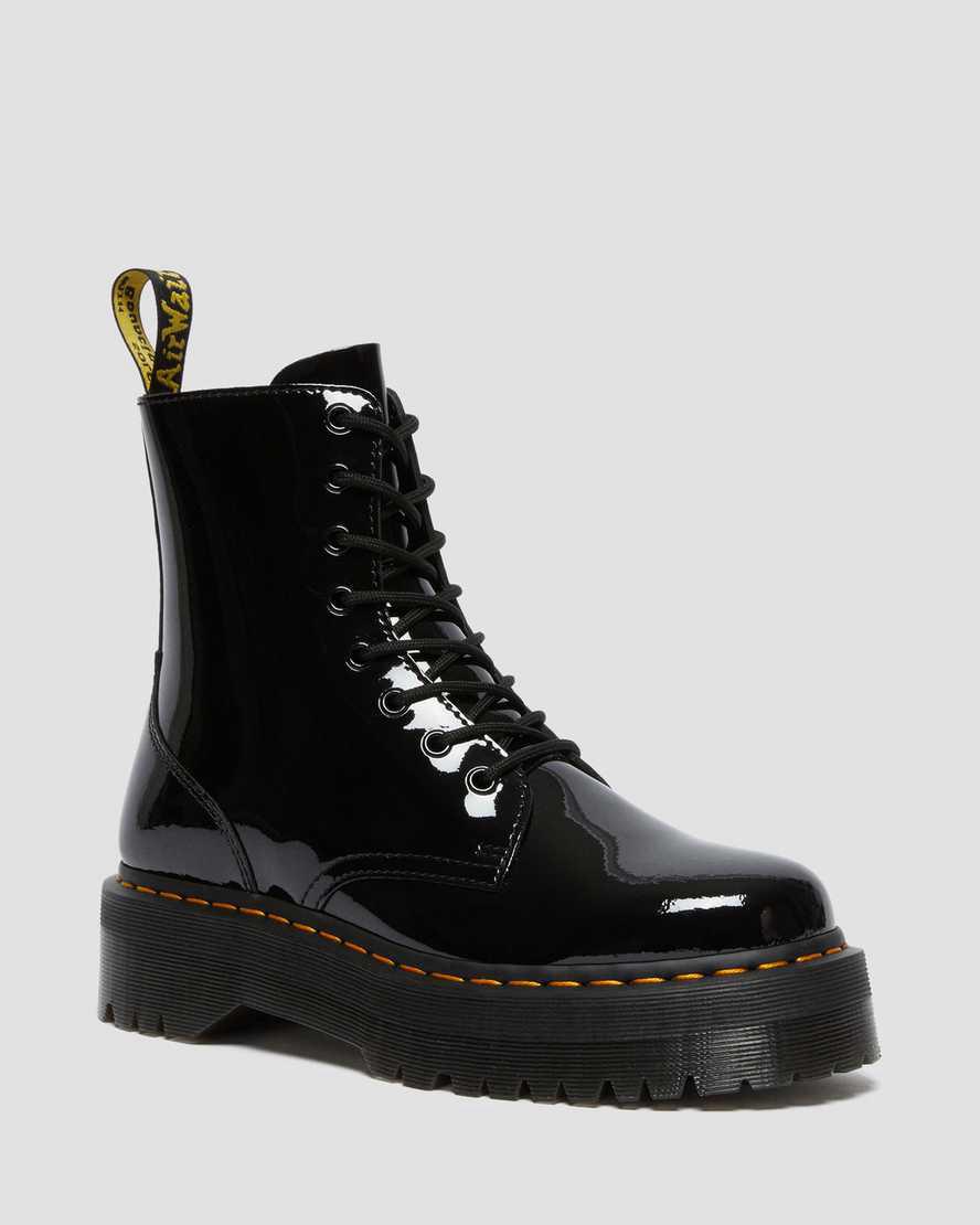 Dr Martens Jadon Boot Patent Leather Platforms Stiefeletten Damen Schwarz | 210765-FJW