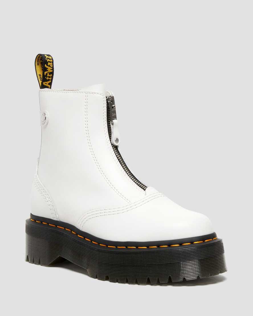 Dr Martens Jetta Zipped Sendal Leather Platform Stiefeletten Damen Weiß | 324095-NLV