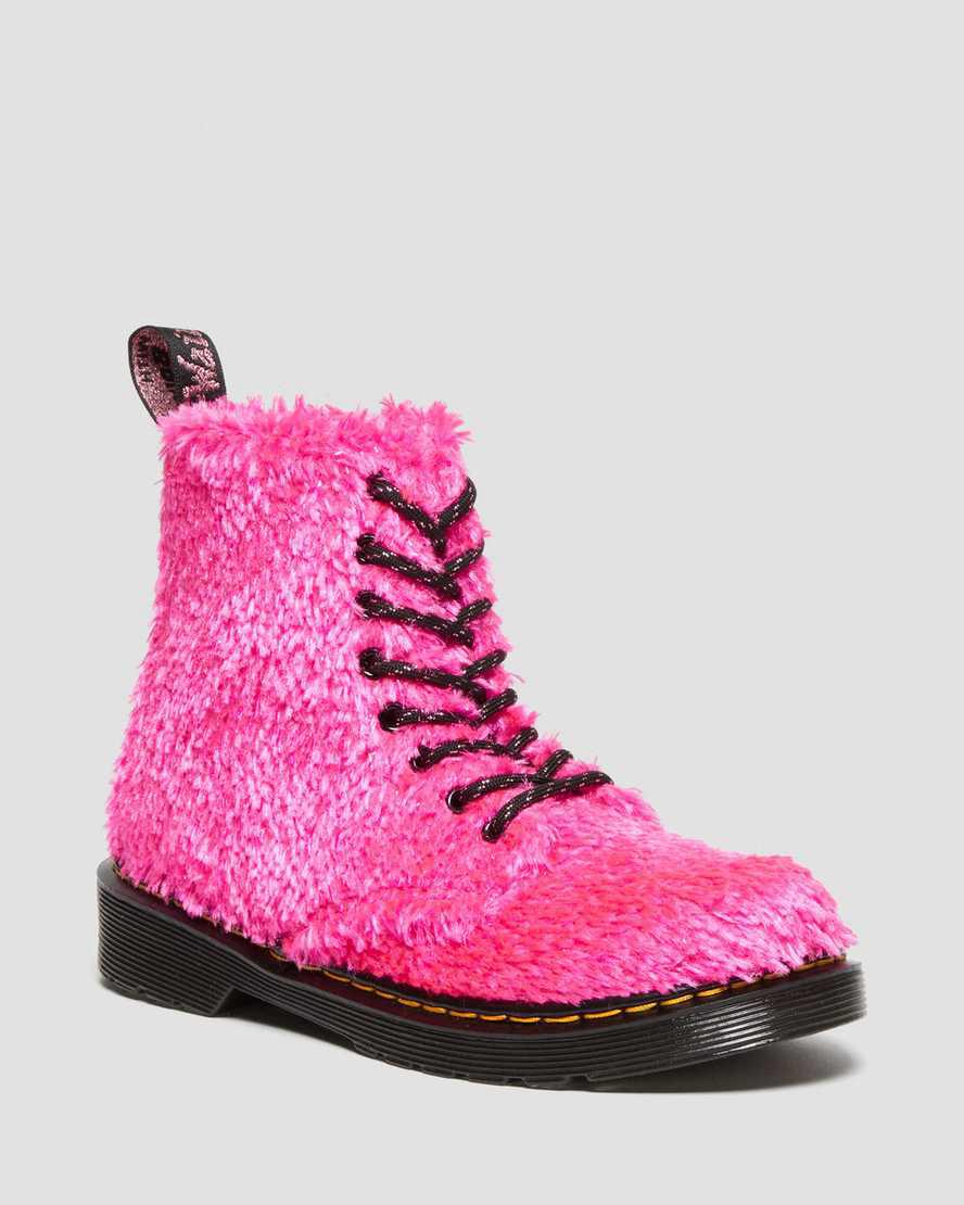 Dr Martens Junior 1460 Pascal Tinsel Fur Schnürstiefel Kinder Rosa | 437820-XZS